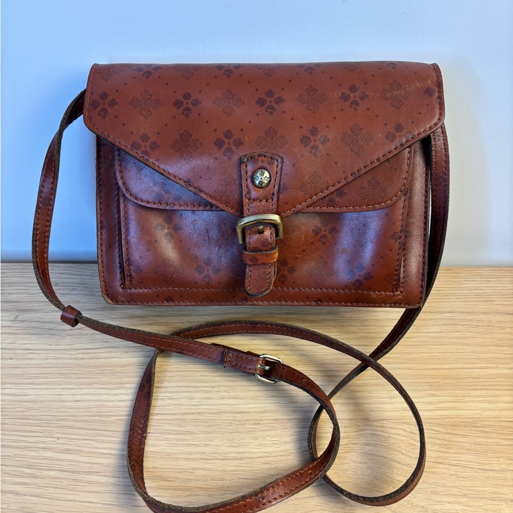 Patricia Nash Cassano Cognac Brown‎ Leather Crossbody Bag
